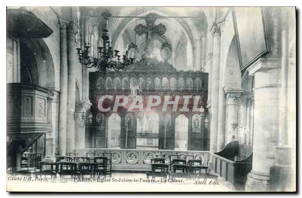 Paris - Kirche St-Julien-le-Pauvre - Der Chor — Cliché L'H, Paris, Attié Édit. - Vorderseite