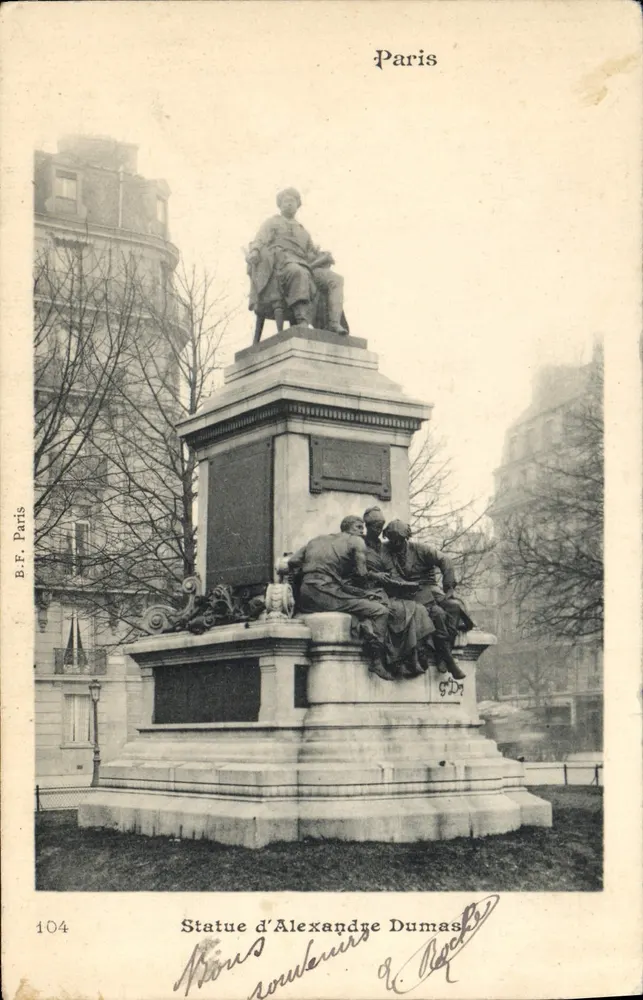 Estatua de Alexandre Dumas — Paris — B.F. Paris, n° 104 - Frente