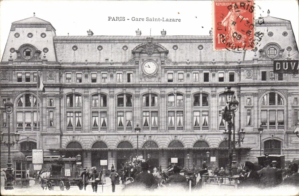 PARIS - Station Saint-Lazare — uitzicht op de hoofdgevel — uitgever DUV - Voorkant