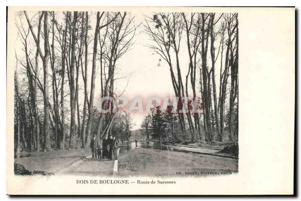 Bois de Boulogne — Rua de Suresnes — PH. ROSEN, EDITOR, PARIS - Frente