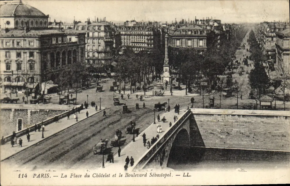 Paris — La Place du Châtelet et le Boulevard Sébastopol — LL. n° 114 - Recto