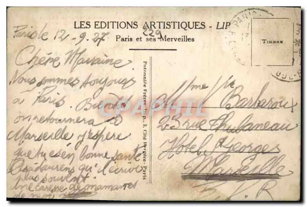 Paris - Die Conciergerie und der Pont au Change — LIP, Nr. 18 - Rückseite