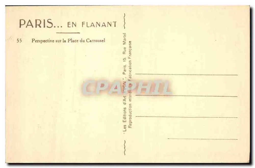 Place du Carrousel — Luftaufnahme — Les Éditions d'Art 'VYON', Paris - Rückseite