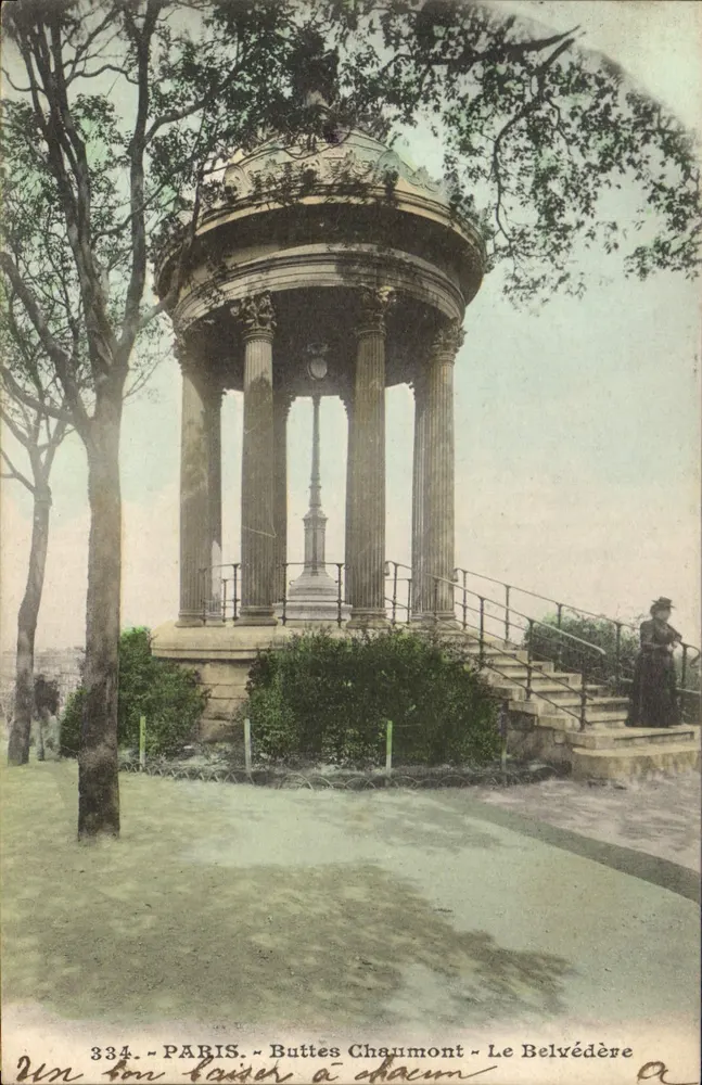 Paris - Buttes Chaumont - O Belvedere — editor anônimo, n° 334 - Frente