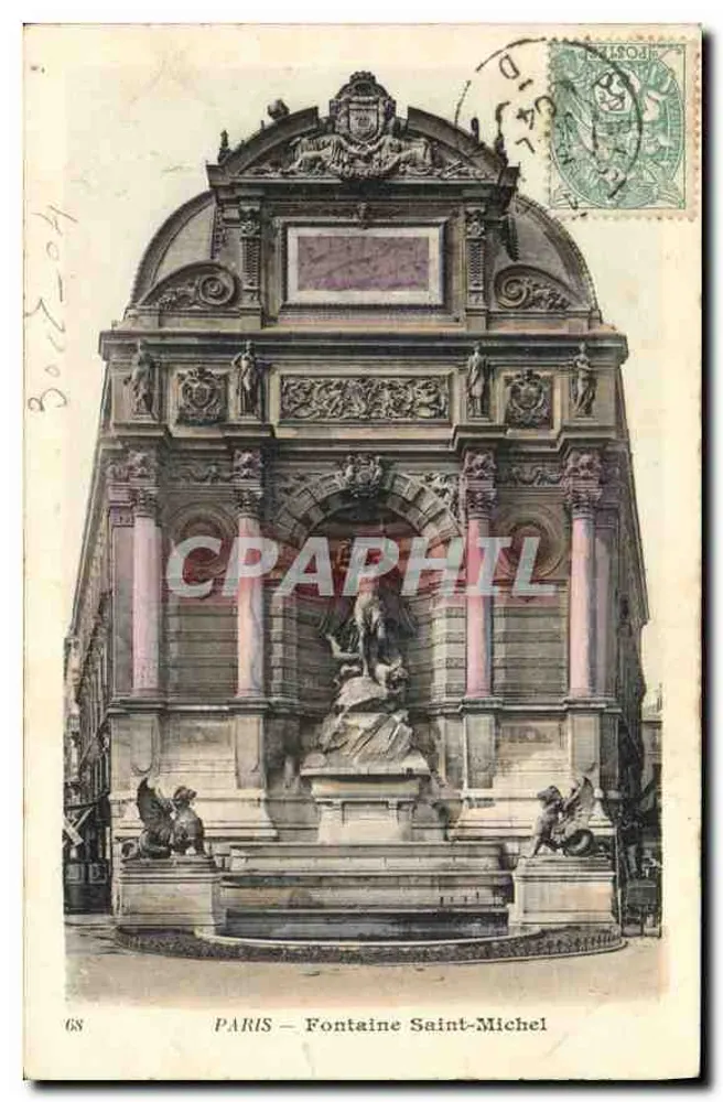 PARIS — Fontaine Saint-Michel — Etablissements Photo-Colore, n° 68 - Frente
