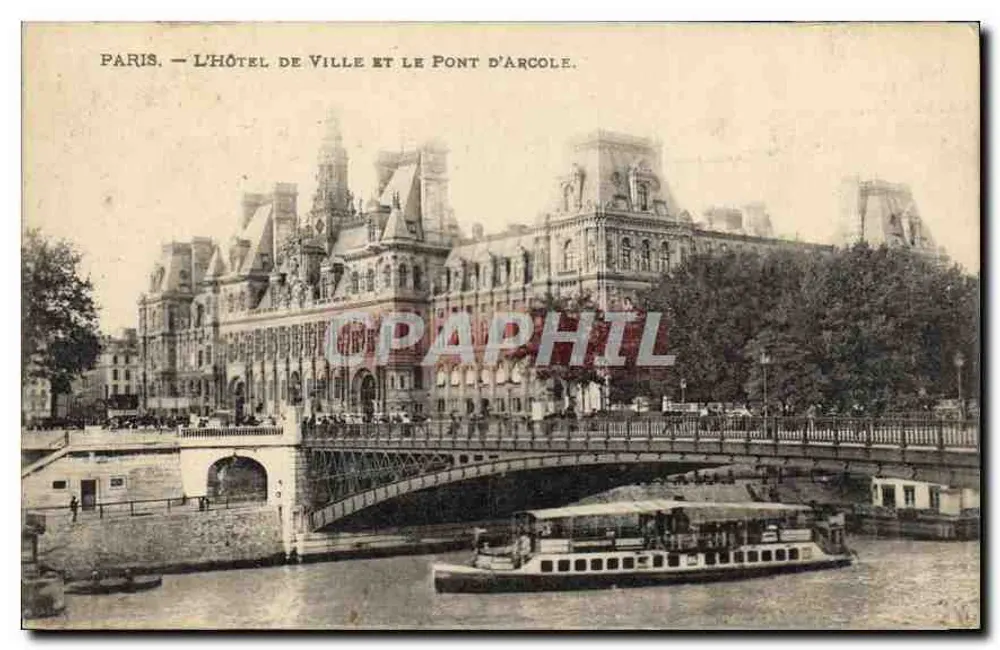 Paris — Das Rathaus und die Pont d'Arcole — Druckerei Nouv. Phot. Paris - Vorderseite