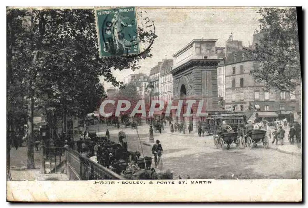 Paris - Boulevard & Porta Saint-Martin — editor não identificado, número de série não visível - Frente