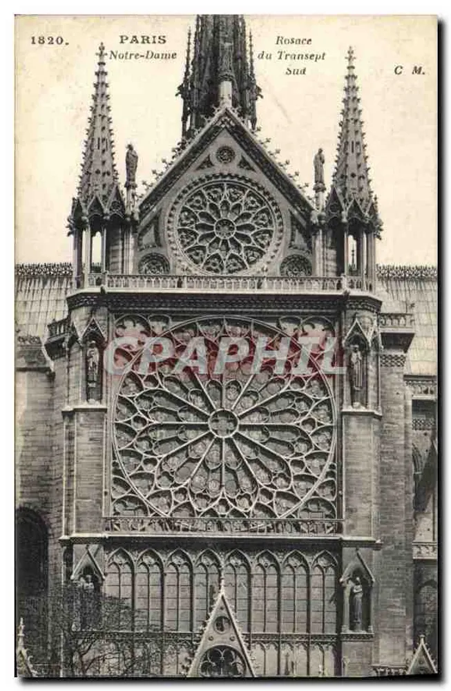 Paris - Notre-Dame - Rosace do Transepto Sul — C.M. — 1820 - Frente