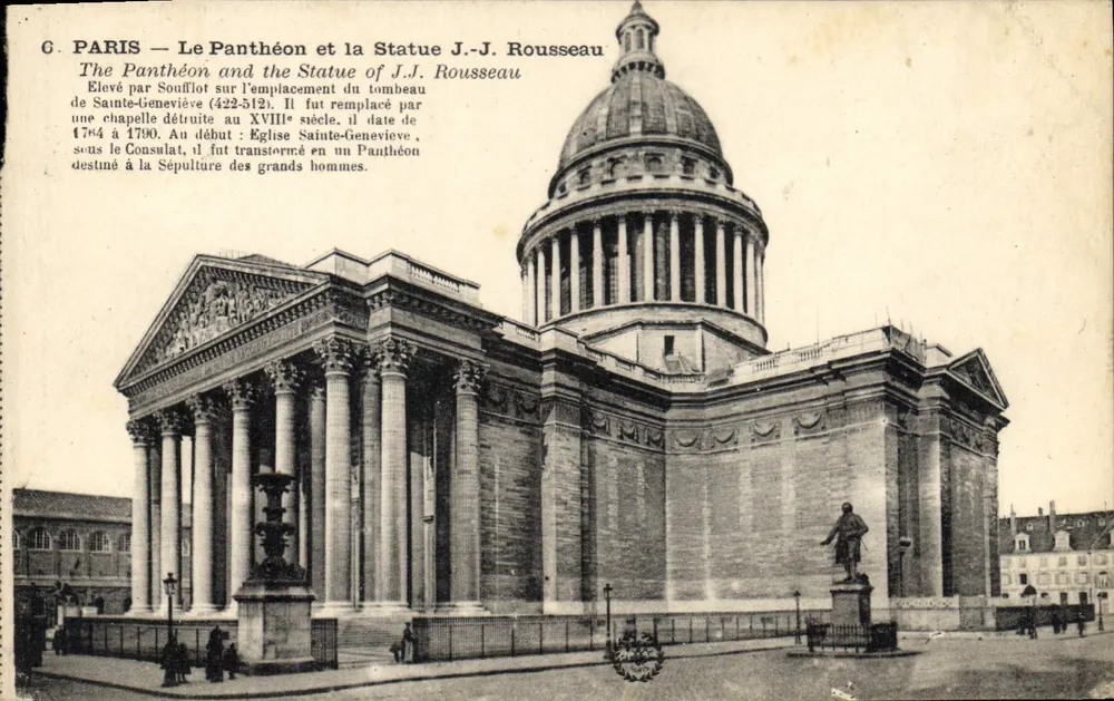 PARIS — Le Panthéon et la Statue J.-J. Rousseau — Éditeur non identifié, n° 6 - Recto