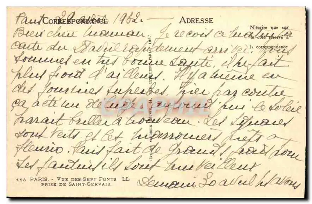 Paris - Ansicht der Sieben Brücken — Saint-Gervais — LL - Rückseite