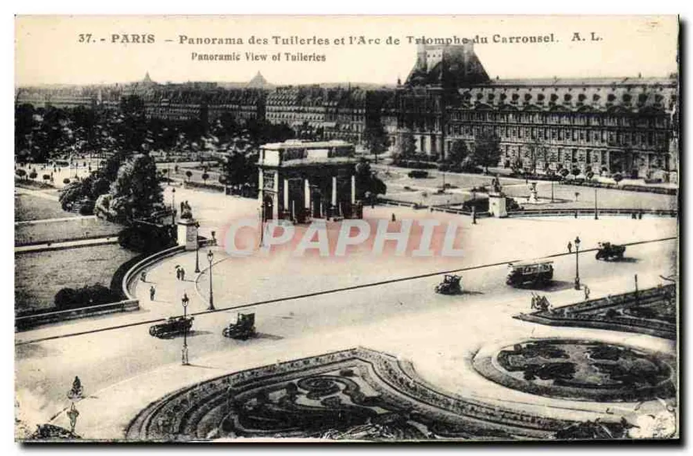 Paris — Panorama der Tuileries und des Arc de Triomphe du Carrousel — A. L. - Vorderseite
