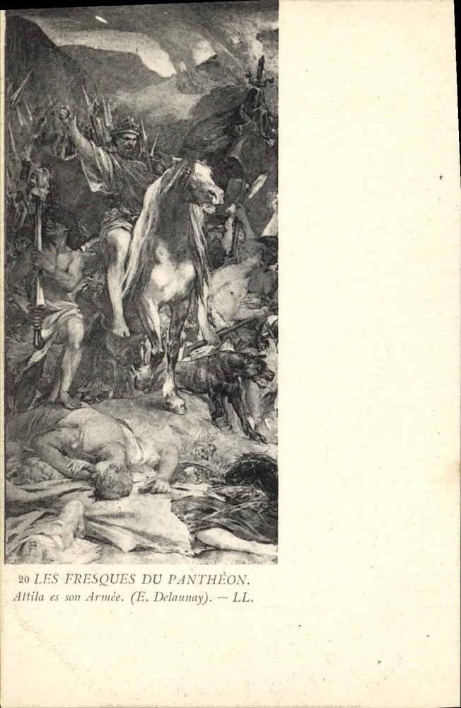 Die Fresken des Panthéons — Attila und seine Armee — (E. Delaunay) — LL. - Vorderseite