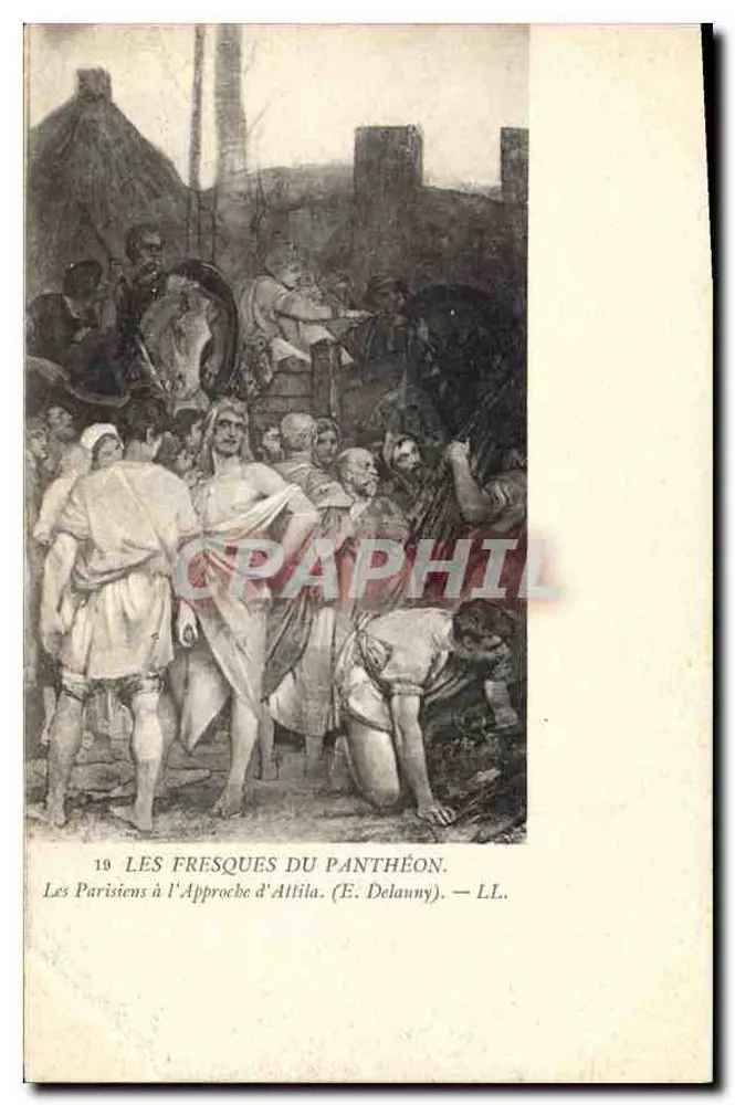 Die Parisier bei der Annäherung Attilas — (E. Delaunay) — L.L. - Vorderseite