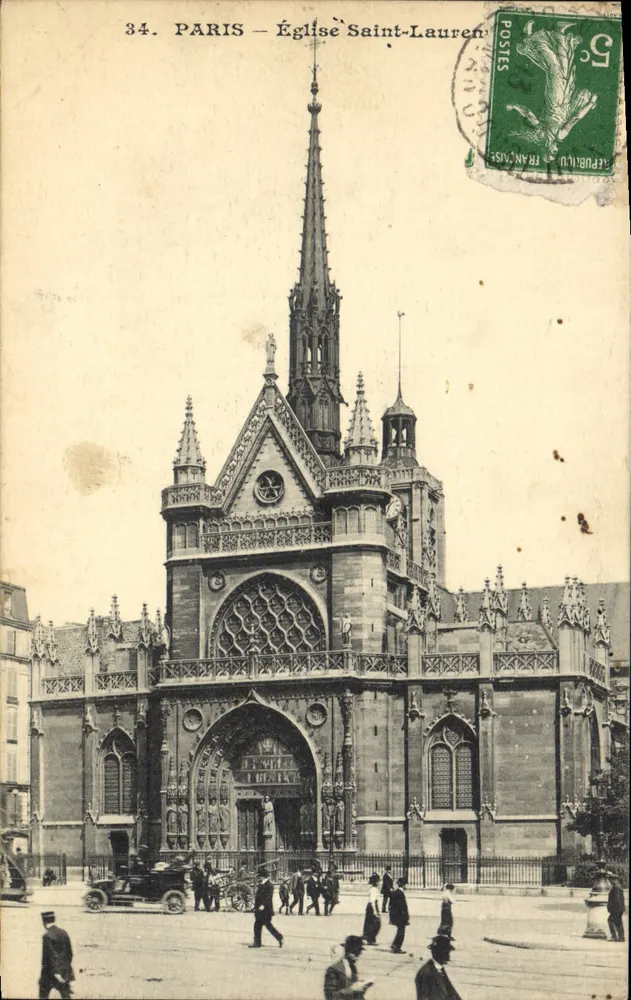 Paris — Igreja de São Laurent — Editor desconhecido, n° 34 - Frente