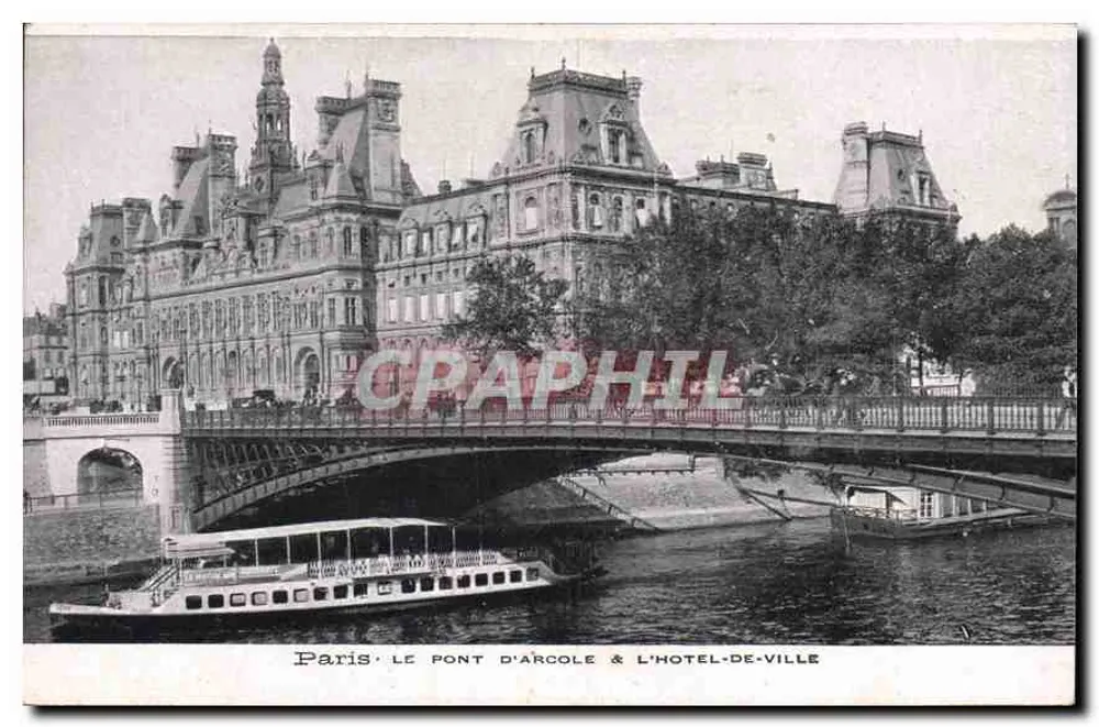 Paris — Der Pont d'Arcole & das Rathaus - Vorderseite