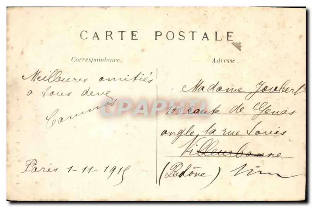 Paris — Hotel Billson — C. M. — 1898 - Verso
