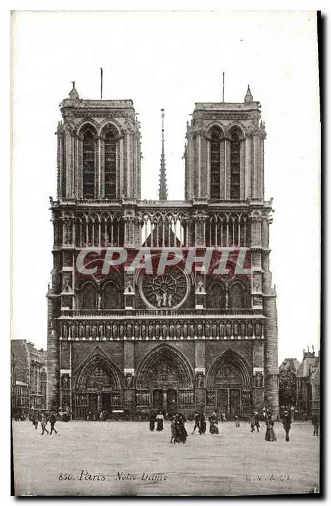 Paris - Catedral de Notre-Dame — vista da fachada — Edição G. B. Petit-Post - Paris - Frente