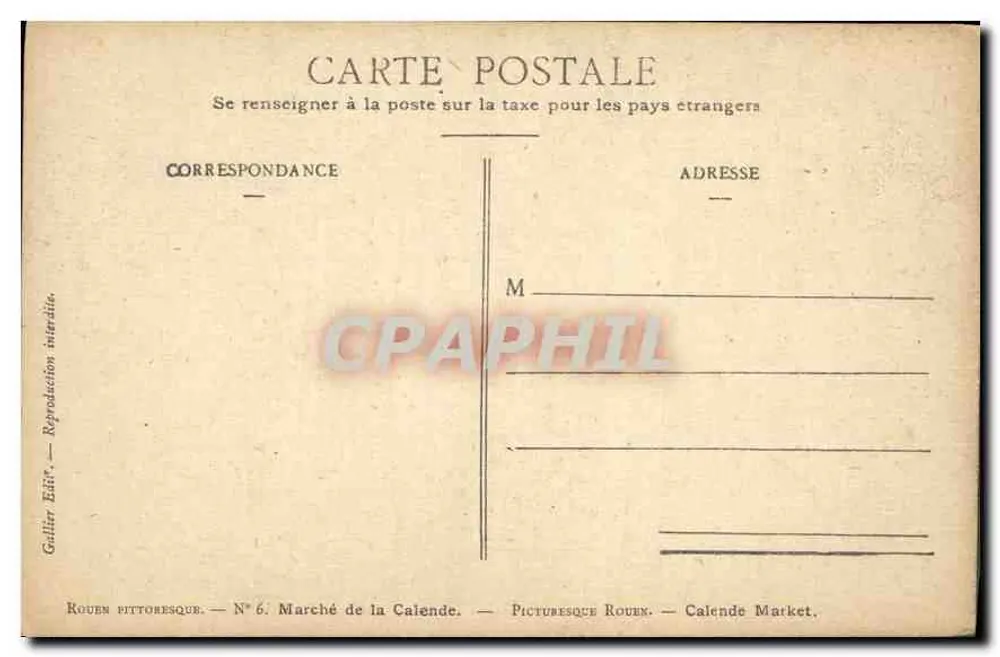 Mercado da Calende — Rouen — Editora Gaillier, N° 6 - Verso