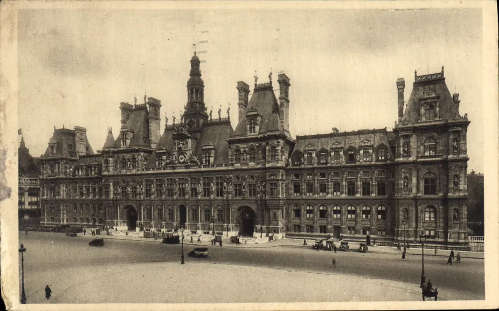 Paris - O Hôtel de Ville — vista panorâmica — editor LL, série 1873 - Frente