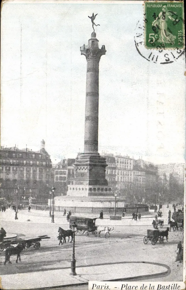 Paris - Place de la Bastille — Coluna da República — editor desconhecido, número de série não visível - Frente
