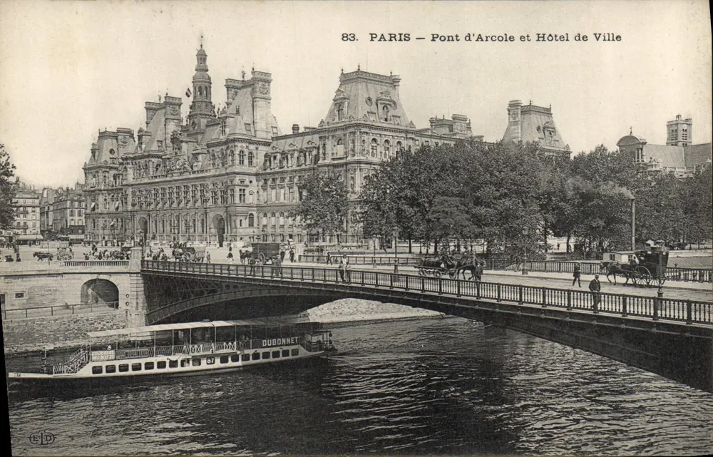 Paris — Pont d'Arcole und Hôtel de Ville — Verlag Dubonnet, n° 83 - Vorderseite