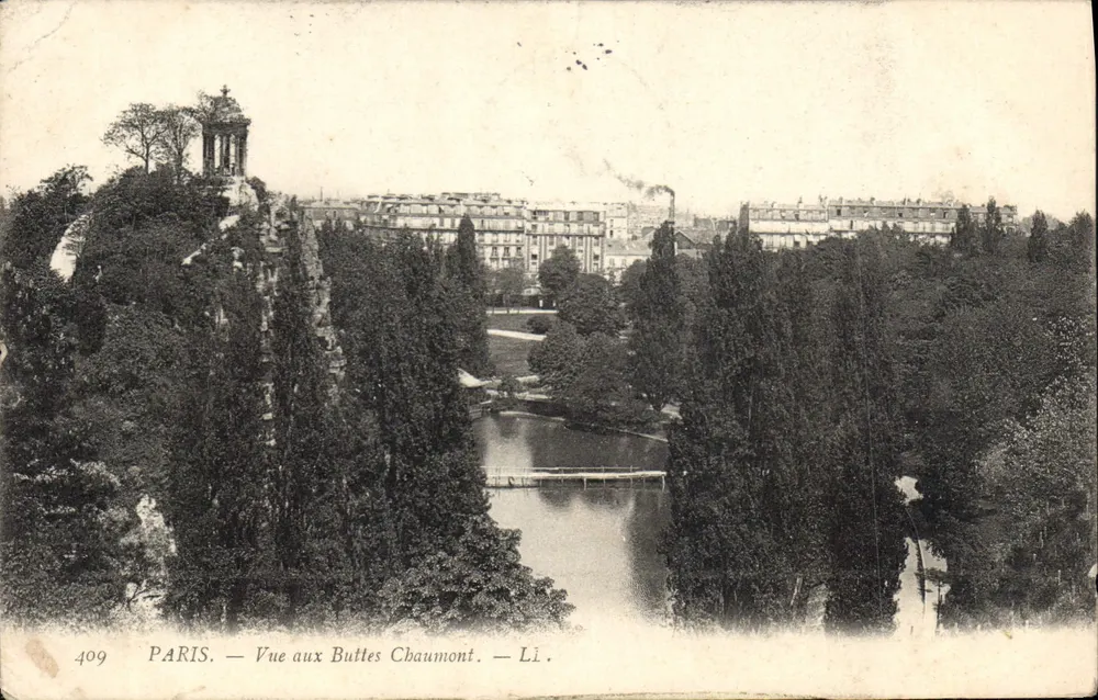 Paris — Vista nas Buttes Chaumont — Li, n°409 - Frente