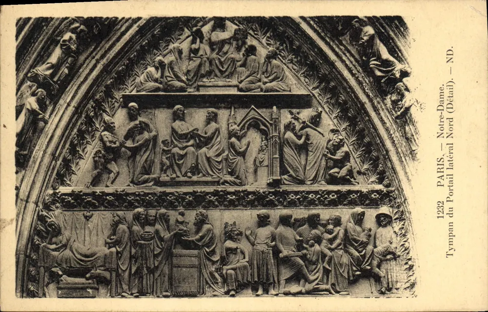 Paris — Notre-Dame — Detail der Tympanen des Nordportals - Vorderseite
