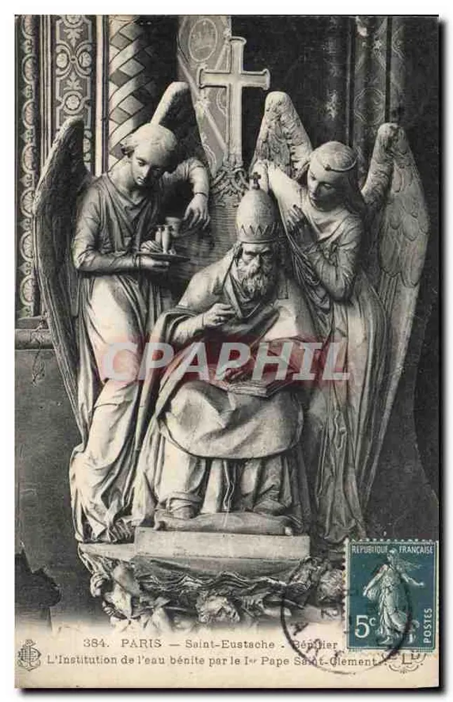 PARIS — Saint-Eustache — Die Einsetzung des heiligen Wassers durch den ersten Papst Saint Clement — 384 - Vorderseite