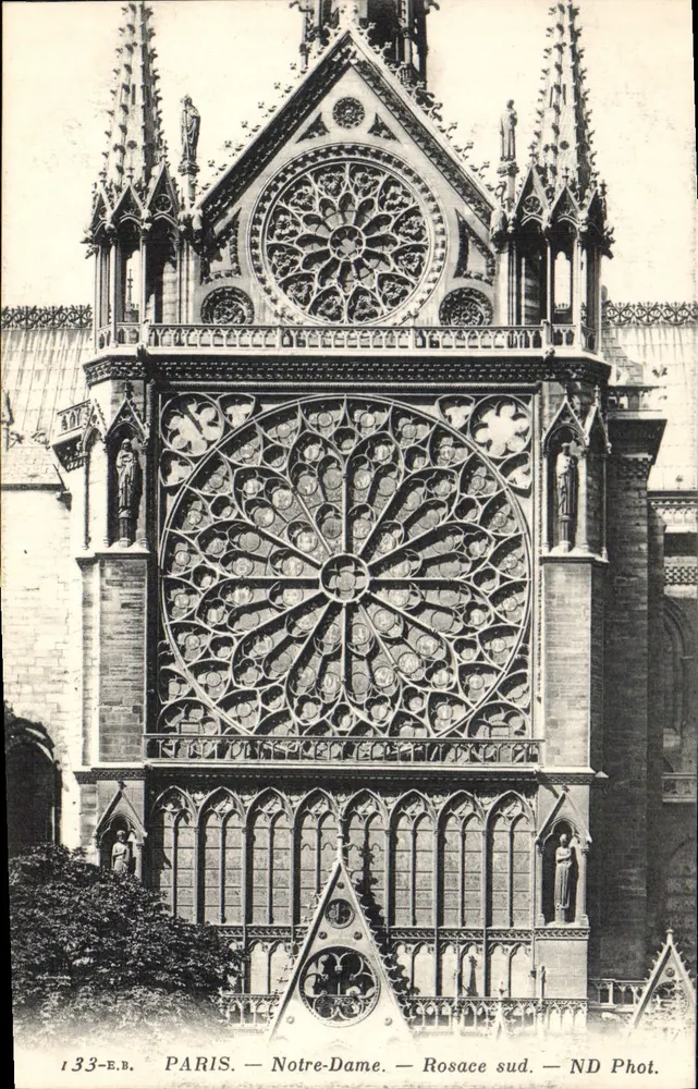 Paris — Notre-Dame — Rosace sul — ND Phot. - Frente