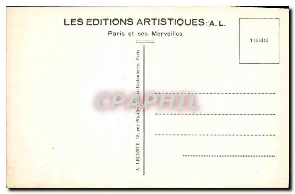 Paris - A Conciergerie — A.L. Éditions Artistiques - Verso
