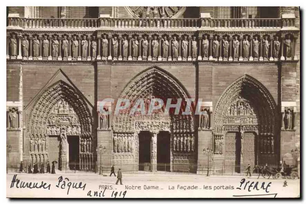 Paris - Notre-Dame - A Fachada - os portais - Pierre - Frente