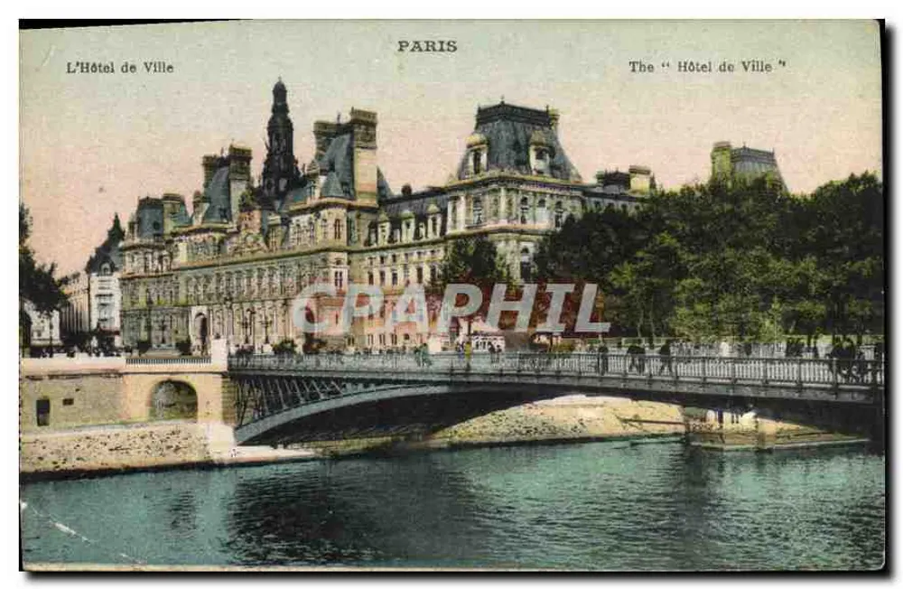 O Hôtel de Ville — Paris — Editora: Estabelecimento Comunal e Papetin, Paris - Frente