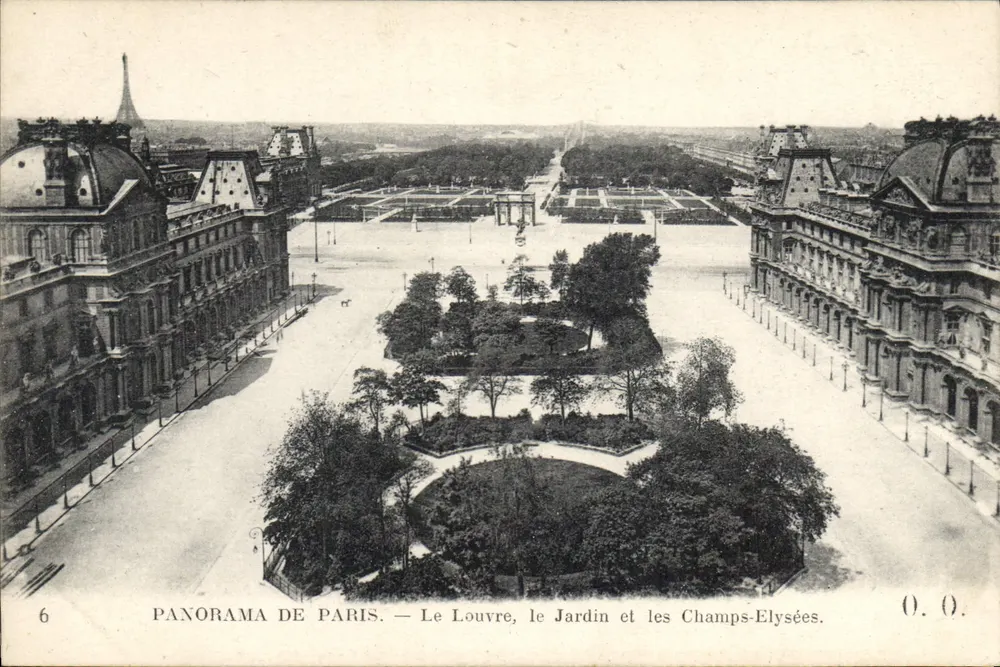 Panorama von Paris — Das Louvre, der Garten und die Champs-Élysées — (O. O.) - Vorderseite