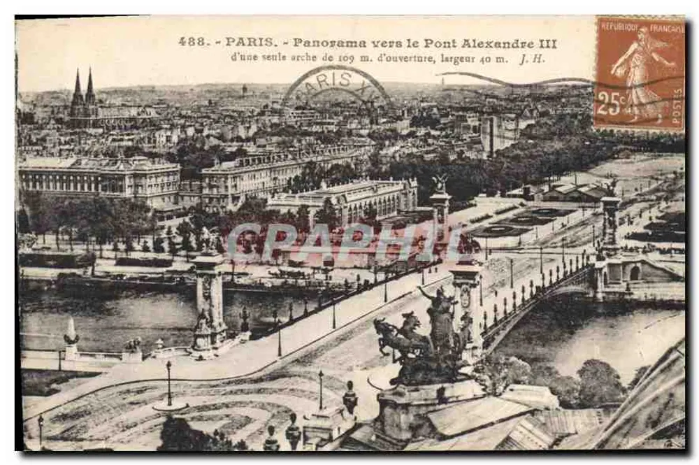 Paris — Panorama em direção ao Pont Alexandre III — J.H. n°488 - Frente