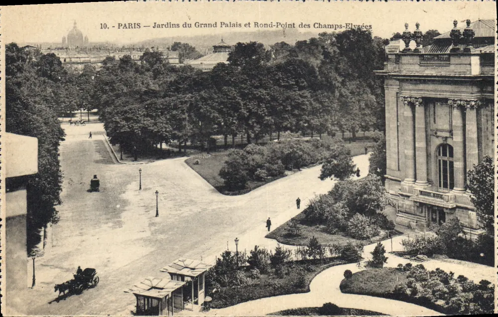 PARIS — Gärten des Grand Palais und Rond-Point des Champs-Élysées — Héliotypie A. Dugas et Cie - Nantes - Vorderseite
