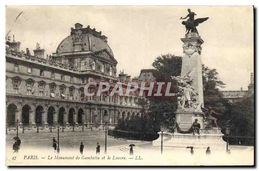 PARIS — O Monumento de Gambetta e o Louvre — LL. n°47 - Frente
