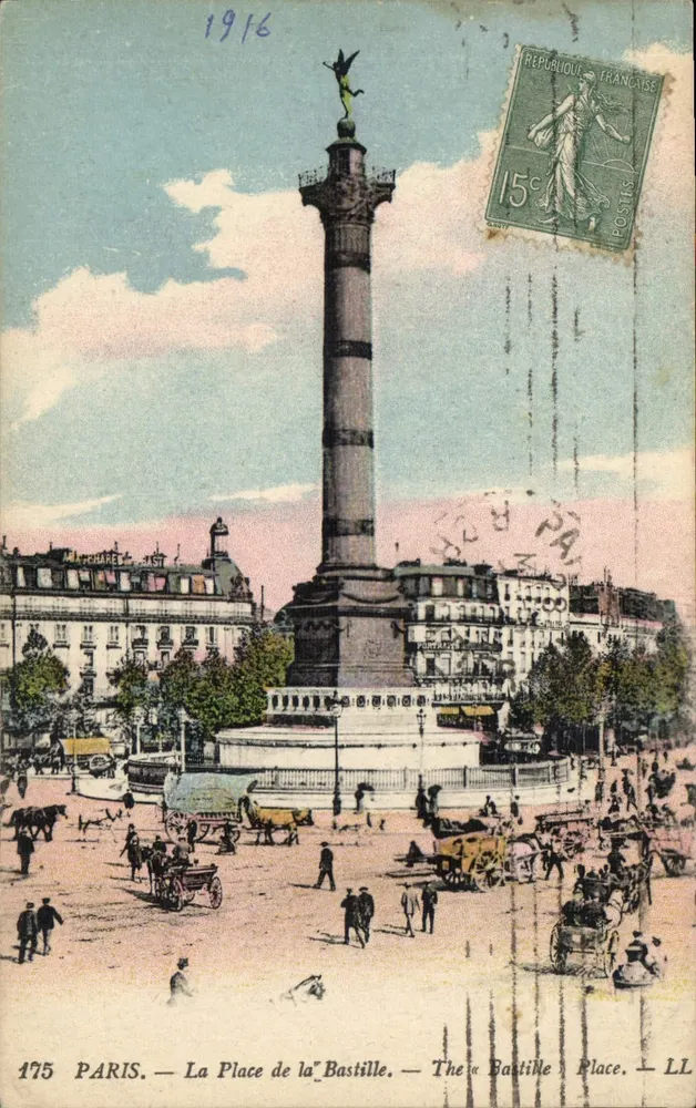 Parijs — La Place de la Bastille — uitgever LL, n° 175 - Voorkant