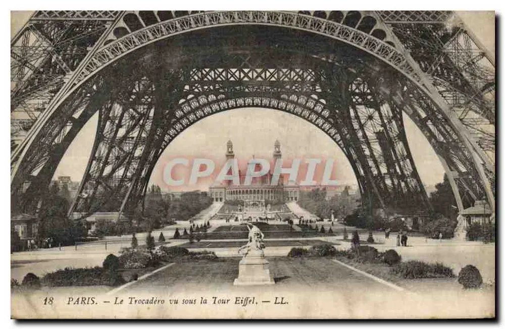 Paris - Der Trocadéro gesehen von unter der Eiffelturm — LL. - Vorderseite
