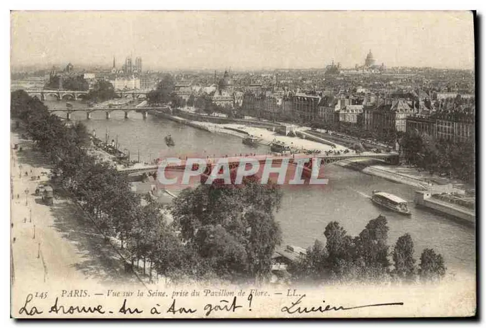 PARIS — Ansicht über die Seine, vom Pavillon de Flore aus — LL. Lucien - Vorderseite