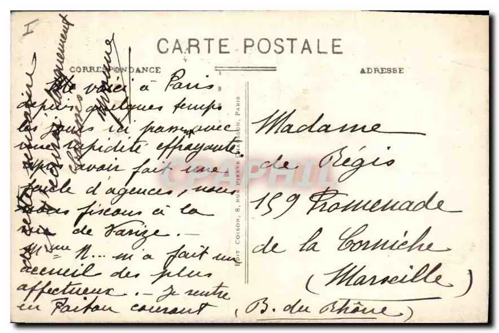 Paris - Die Kirche Saint-Madeleine und die Perspektive der Grands Boulevards — Verlag: Corson Ed., S. M. (Paris) — Seriennummer 92 - Rückseite