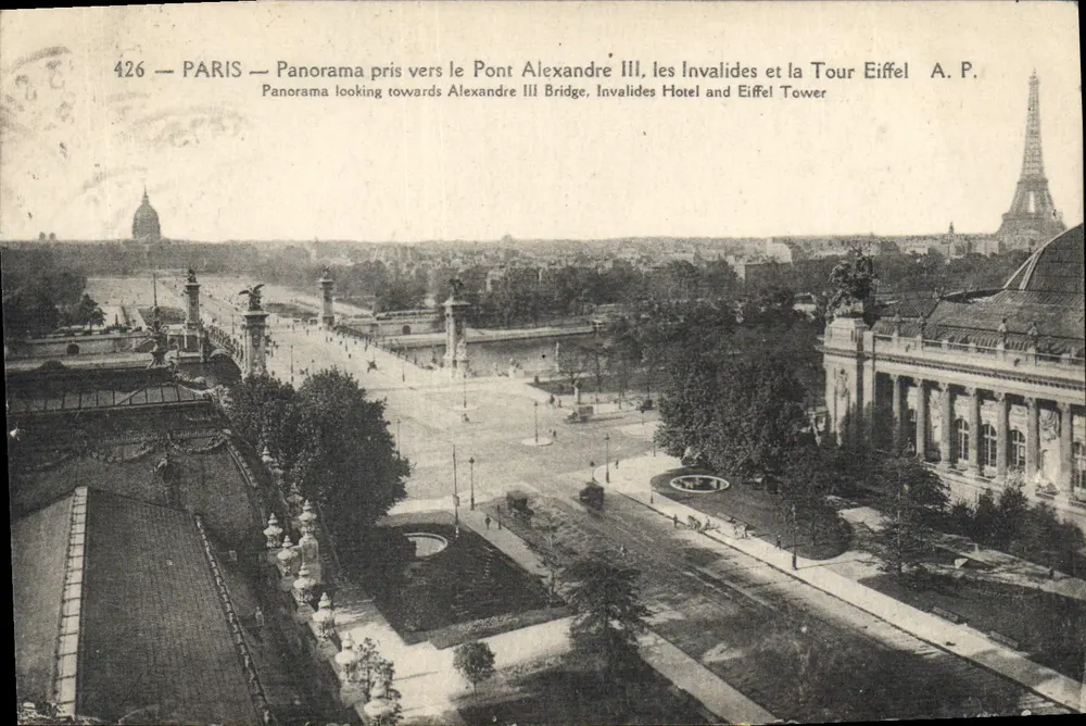 PARIS — Panorama nahe dem Pont Alexandre III, den Invaliden und der Eiffelturm — A.P. n°426 - Vorderseite