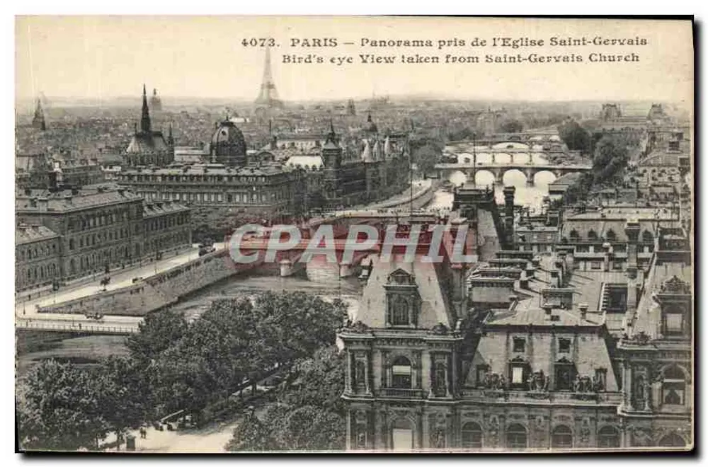 PARIS — Panorama vom Saint-Gervais Kirche — Imprimé Illustré, n°4073 - Vorderseite