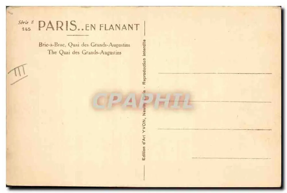Paris — Quai des Grands-Augustins — Notre-Dame — Édition d'Art YVON, Neuilly - Rückseite