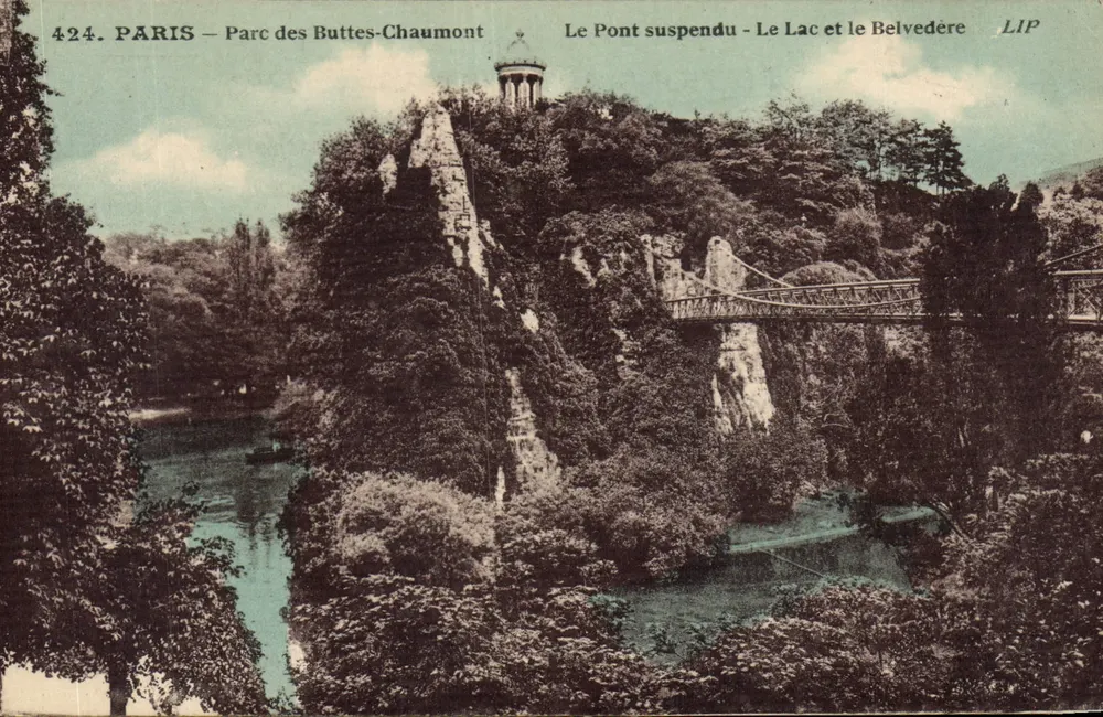 PARIS — Park der Buttes-Chaumont — Der Hängebrücke — Der See und der Aussichtspunkt — LIP - Vorderseite