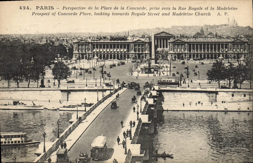 Paris — Perspectiva da Place de la Concorde, vista da Rue Royale e da Madeleine — A. P. - Frente