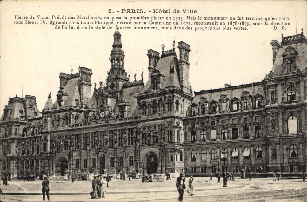 Paris - Hotel de Ville — História e reconstrução — D.P. - Frente