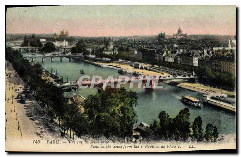 PARIS — Ansicht über die Seine vom Pavillon de Flore — LL. — N° 145 - Vorderseite