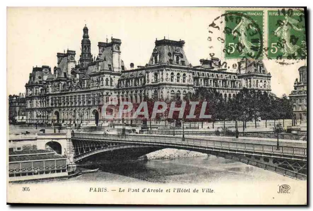 Paris — Der Pont d'Arcole und das Rathaus — Verlag JND, Nr. 305 - Vorderseite