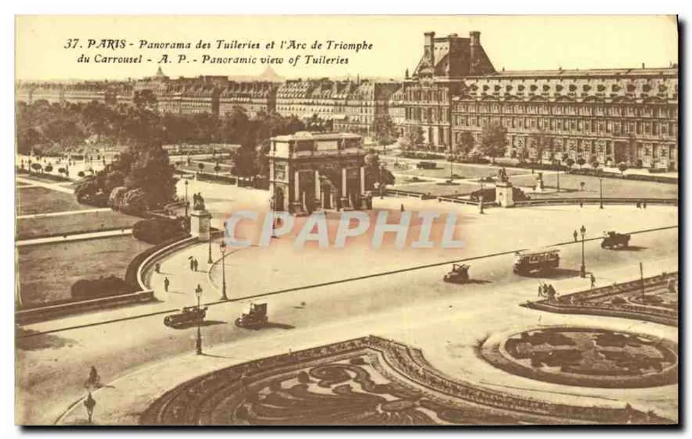 Paris - Panorama der Tuileries und des Arc de Triomphe du Carrousel - A.P. - Vorderseite