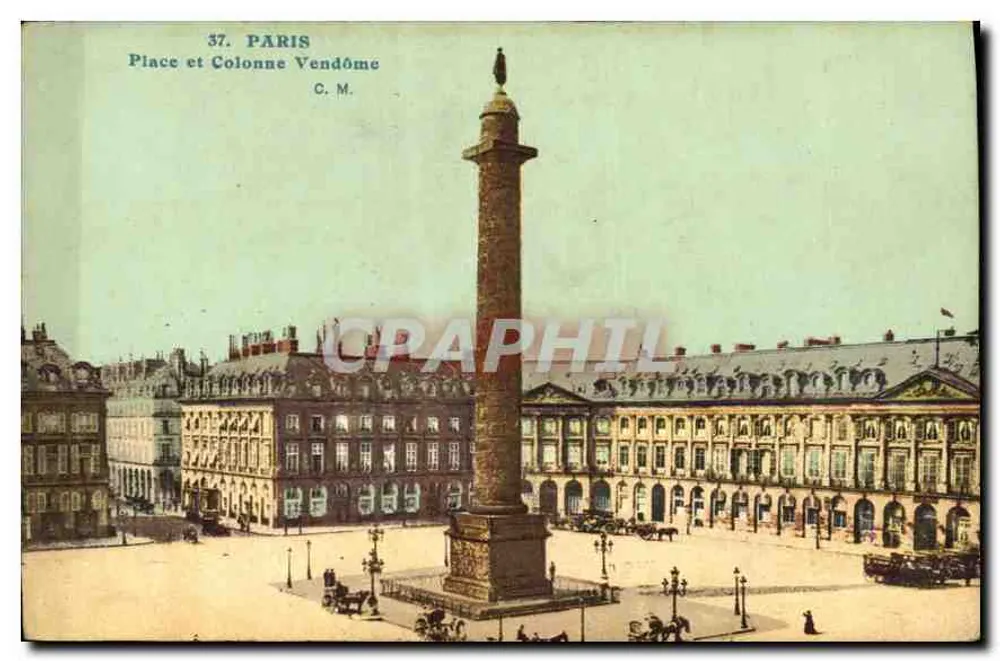 Praça Vendôme e Coluna Vendôme — Paris — C. M. n°37 - Frente